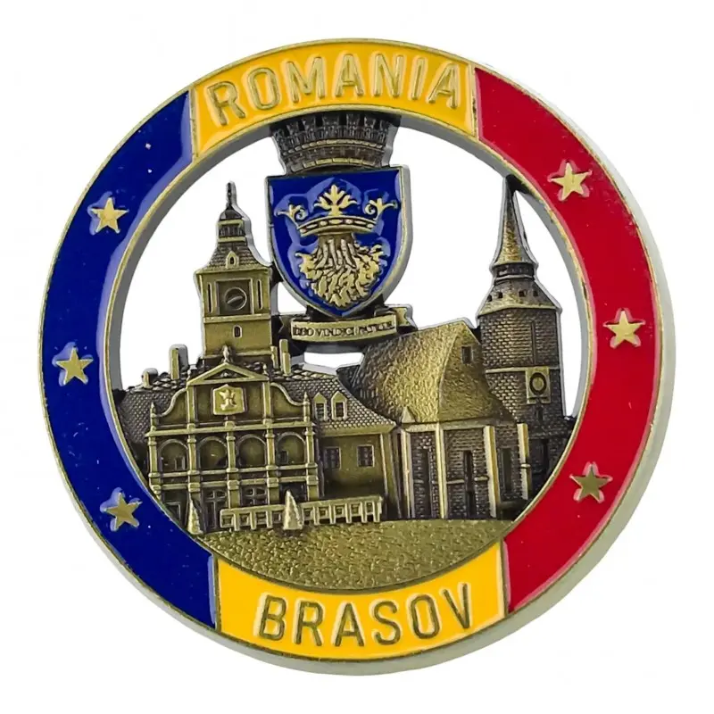 Brasov romania, magnet din metal rotund, model 3091h